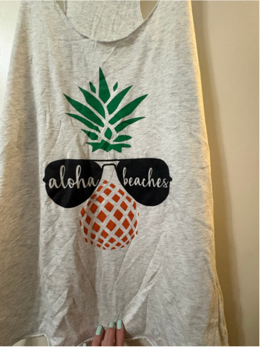 Women's Next Level Apparel Gray Pineapple Aloha Beaches Tank Top L - Picture 2 of 4